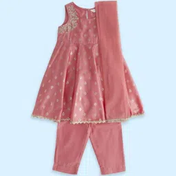 Akkriti by Pantaloons Kids Pink Embroidered Kurta Set image 1