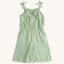 Pantaloons Junior Green Cotton Printed Jumpsuit image 1