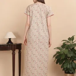 Sweet Dreams Beige Cotton Printed Nighty image 2