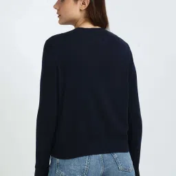 TOMMY HILFIGER Navy Embroidered Sweater image 2