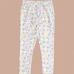 Pantaloons Junior White Cotton Floral Print Leggings image 1