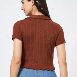 People By Pantaloons Tan Polyester Regular Fit Print Tops And Tees image 2