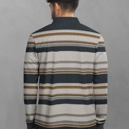 BULLMER Beige Cotton Blend Regular fit Stripes T-Shirts image 2