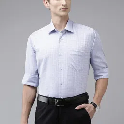 Van Heusen Blue Cotton Regular Fit Checks Shirt image 1