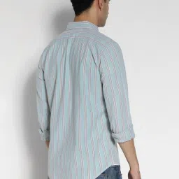 American Eagle Blue Cotton Regular Fit Striped Shirt image 2