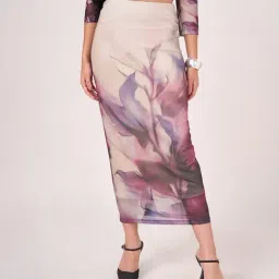 Honey By Pantaloons Purple Slim Fit Printed Skirt image 4