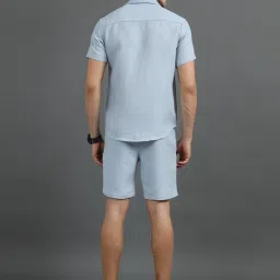 Bushirt Grey Polyester Regular fit Solid Shirt & Shorts Set image 2