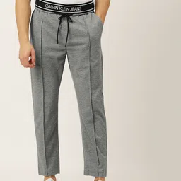 Calvin Klein Jeans Men Grey Melange Slim Fit Solid Pleated Track Pants-image-50