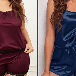 PHALIN Women Satin Night suits-image-64