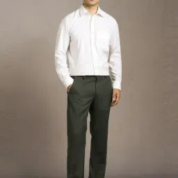 Louis Philippe Green Regular Fit Texture Trousers image 5