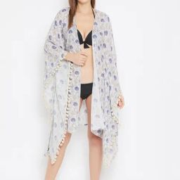 The Kaftan Company Off White Cotton Regular Fit Floral Casual Dress-picture-46