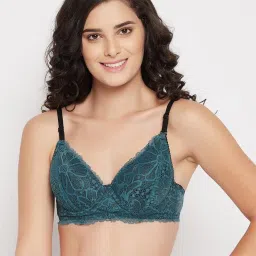 Clovia Teal Lace Padded Bra image 1