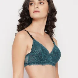 Clovia Teal Lace Padded Bra image 4
