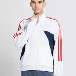 Adidas White 70% Polyester 30% Cotton Regular Printed Track Top-image-45