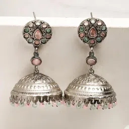Karatcart Silver Pink & Green Earrings for Women-image-39