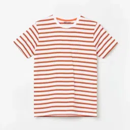 Fame Forever by Lifestyle Kids Coral & White Cotton Striped T-Shirt-picture-28