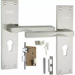 Atom Aluminium Silver Door Handle Lock Set, AL-53C/Y-S.S.8-picture-39