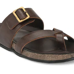 Shences Brown Cross Strap Sandals image 4