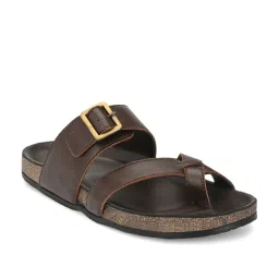 Shences Brown Cross Strap Sandals image 1