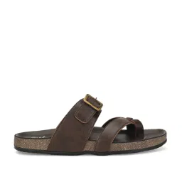 Shences Brown Cross Strap Sandals image 2