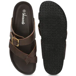 Shences Brown Cross Strap Sandals image 3