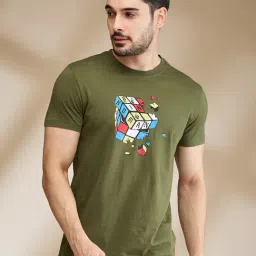 Being Human Dark Green Regular Fit Printed T-Shirt-picture-26