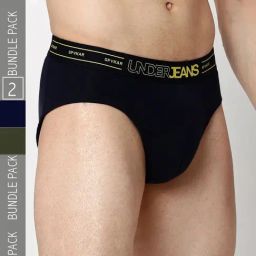 UnderJeans by Spykar Navy & Olive Regular Fit Briefs - Pack of 2-picture-1