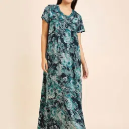 Sweet Dreams Green Cotton Printed Night Gown-picture-38