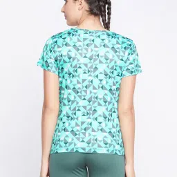 Clovia Blue Geometric Pattern Sports T-Shirt image 2