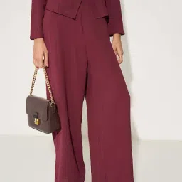 Honey By Pantaloons Wine Flared Fit Trousers image 4