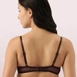Enamor Maroon Under Wired Padded Balconette Bra image 2