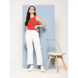 Aarika White Nylon Solid Pants image 4