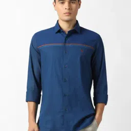 Van Heusen Blue Cotton Slim Fit Striped Shirt-picture-21