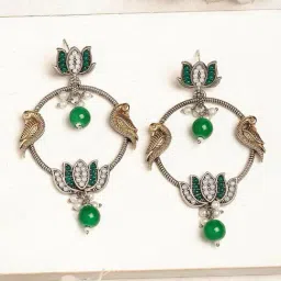 Karatcart Silver Green Earrings for Women-image-90