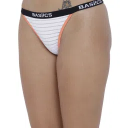 BASIICS by La Intimo White Striped Thong Panty image 3