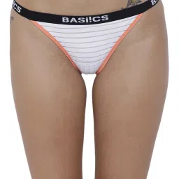 BASIICS by La Intimo White Striped Thong Panty image 1