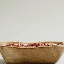 Home4U Natural & White Wax Amaris Candle Mango Wood Small image 3