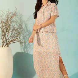 The Kaftan Company White Cotton Regular Fit Floral Casual Dress-picture-29