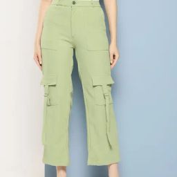Aarika Green Nylon Solid Pants-image-101