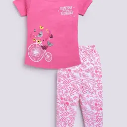 Todd N Teen Kids Pink Cotton Printed T-Shirts & Pajamas Set-picture-35