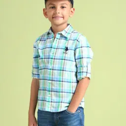 U.S. Polo Assn. Boys Blue Cotton Checks Shirt-picture-26