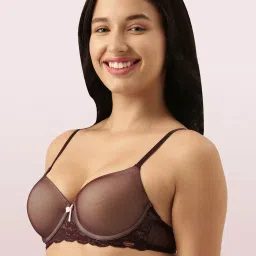 Enamor Maroon Under Wired Padded Balconette Bra image 3