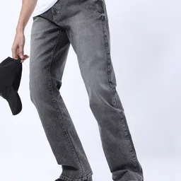 HIGHLANDER Men Grey Bootcut Clean look Heavy Fade Stretchable Jeans-image-98