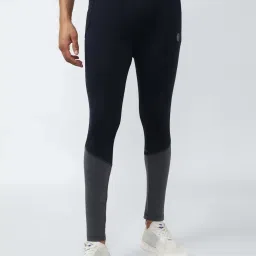 Van Heusen Flex Navy Blue Skinny Fit Colour Block Sports Tights image 1