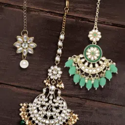 Zaveri Pearls Combo Of 3 Gold Tone Kundan Maangtikka-ZPFK13090-image-41