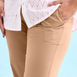 go colors! Go Colors Beige Solid Trousers image 5