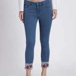 Splash Women Blue Skinny Fit Low-Rise Clean Look Stretchable Cropped Jeans-picture-10