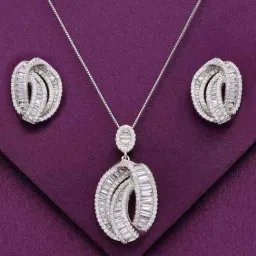 Kai Jewel Sterling Sterling Crystal Pendant with Chain & Earrings Set for Women-picture-15