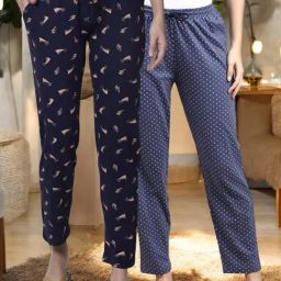 Kryptic Grey & Navy Cotton Relaxed Fit Printed Lounge Pant - Pack of 2-picture-21