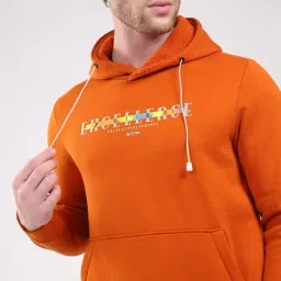 Monte Carlo Orange Regular Fit Printed Hoodie image 5